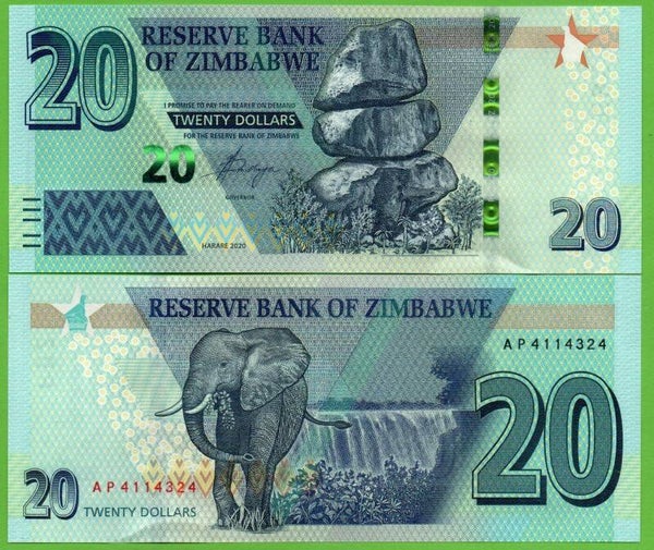 Zimbadwe 20 Dollar 2020 P-w104 Unc