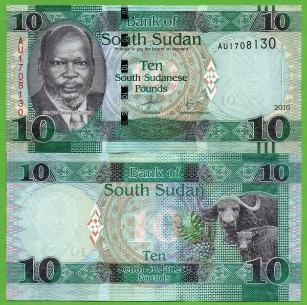 Sudan Del sur 10 Pound 2016, P-12b Unc