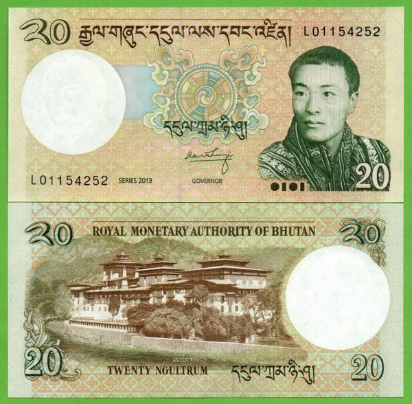 Bhutan 20 Ngultrum 2013, P-30B Unc