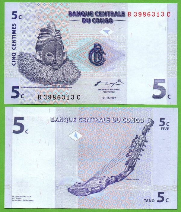 Congo 5 Centimes 1997, P-81 Unc