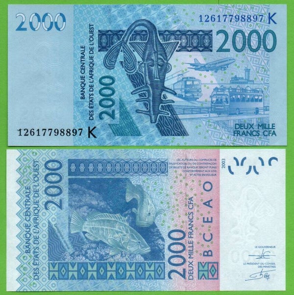 Estados Del Africa del Oeste 2000 Francs 2012, P-716K (K) Unc