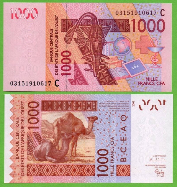Estados Del Africa Oeste 1000 Francs 2003, P-315Ca (C) Unc