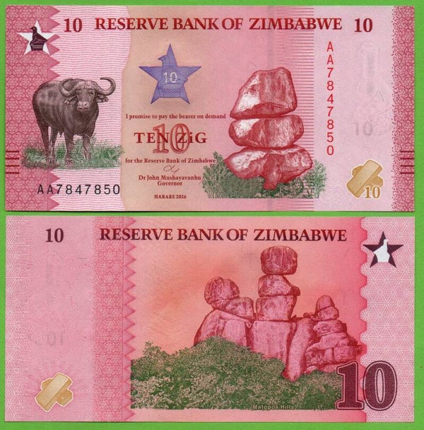 Zimbadwe 10 Zig 2026, P-115 Unc