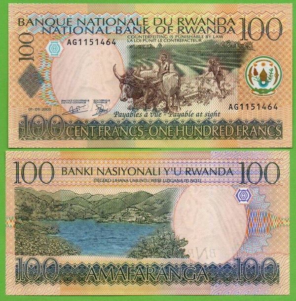 Rwanda 100 Francs 2003, P-29b Unc