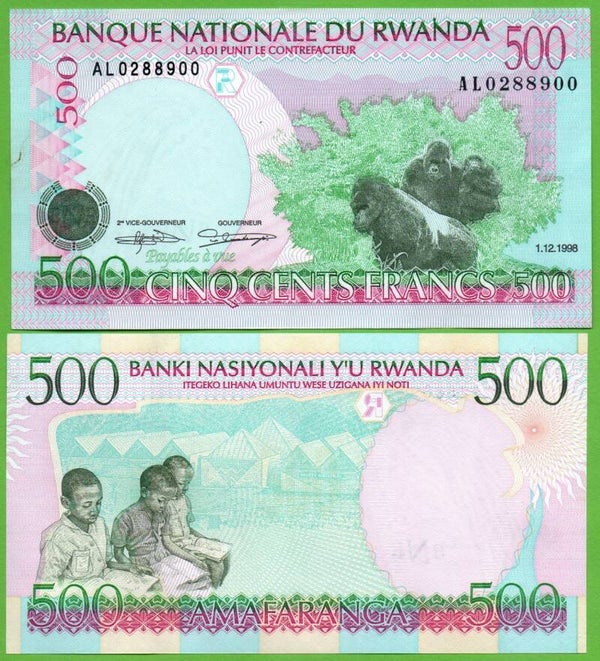 Rwanda 500 Francs 1998, P-29 Unc