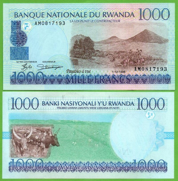 Rwanda 1000 Francs 1998, P-27 Unc