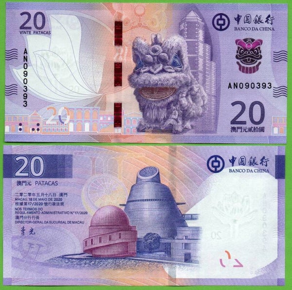 Macau 20 Patacas 2020, P-w130 Unc