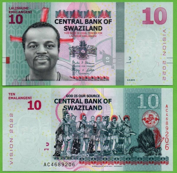 Swazilandia 10 Emalangeni 2015 P-41 Unc