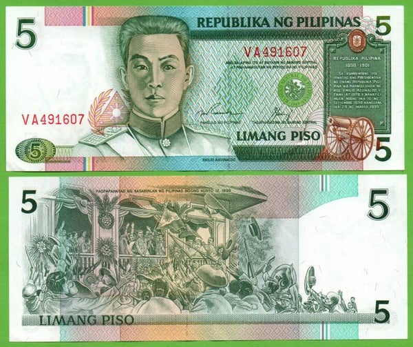 Filipinas 5 Piso 1985, P-168e Aunc