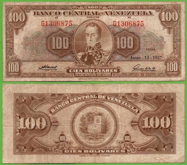 Venezuela 100 Bolivares 1957, P-34 c XF