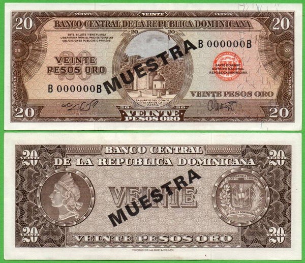 Republica Dominicana 20 Pesos 1974, P-102a.1s Unc
