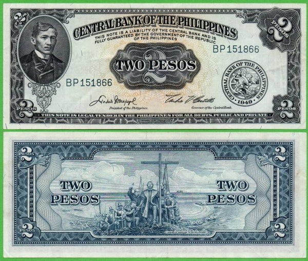Filipinas 2 Pesos 1949, P-134c Aunc