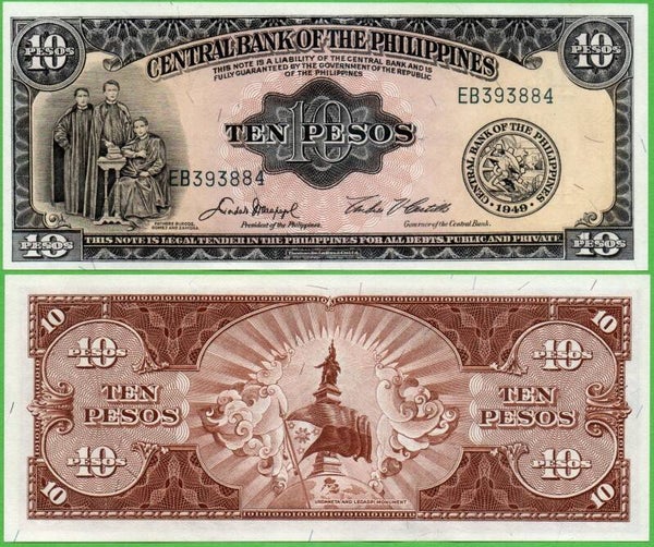 Filipinas 10 Psos 1949, P-136e Unc