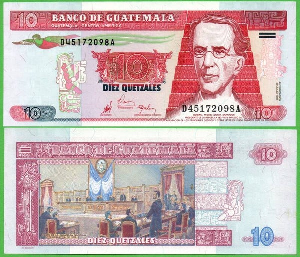Guatemala 10 Quetzales 1998, P-101 Unc