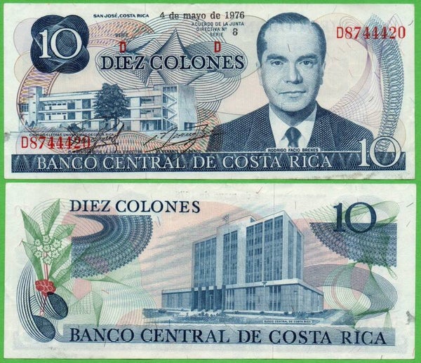 Costa Rica 10 Colones 1976, P-237a Aunc