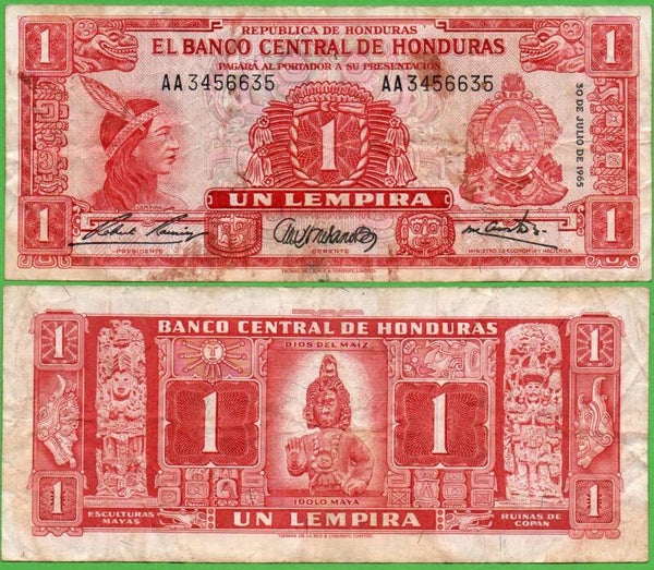 Honduras 1 Lempira 1965, P-54 VF
