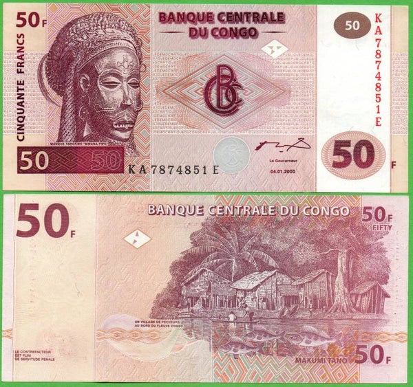 Congo 50 Francs 2000, P-91a Unc