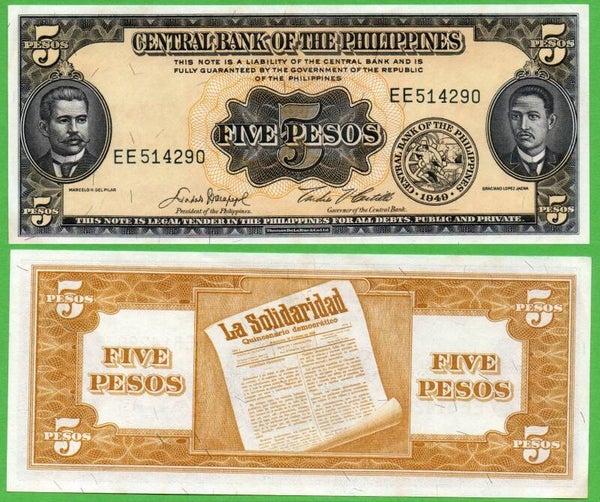 Filipinas 5 Pesos 1949, P-135e Unc