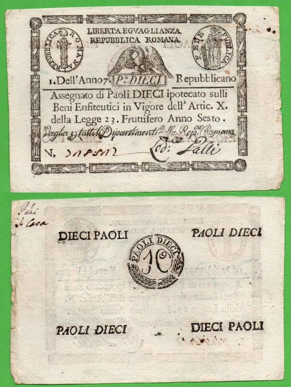 Vaticano 10 Paoli 1798, P-s540s VF