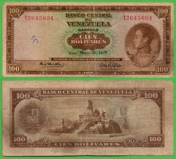 Venezuela 100 Bolivares 1970, P-48g Prefix-Y Xf