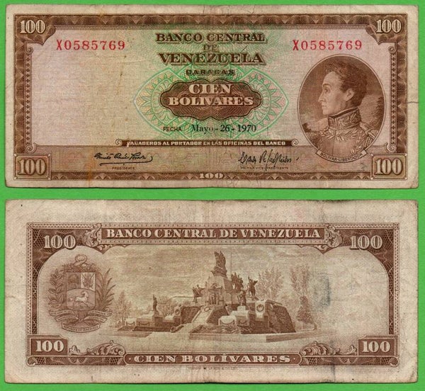 Venezuela 100 Bolivares 1970, P-48g Prefix-X Xf