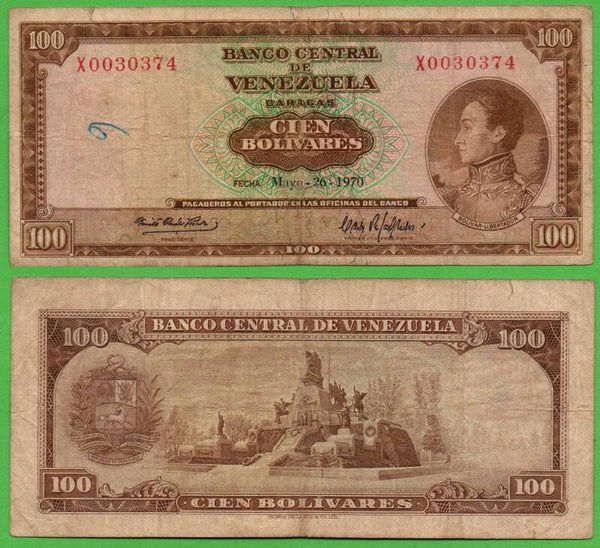 Venezuela 100 Bolivares 1970, P-48g Prefix-X Cir