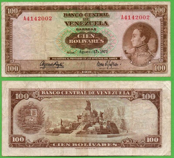 Venezuela 100 Bolivares 1971, P-48h Prefix-A XF