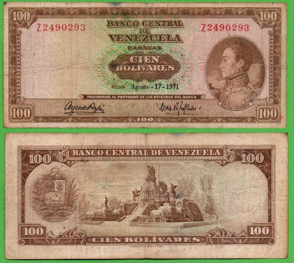 Venezuela 100 Bolivares 1971, P-48h Prefix-Z XF