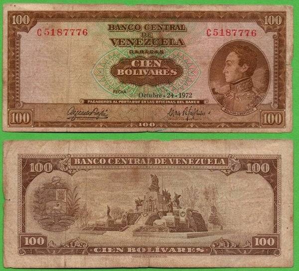 Venezuela 100 Bolivares 1972, P-48I Prefix-c XF
