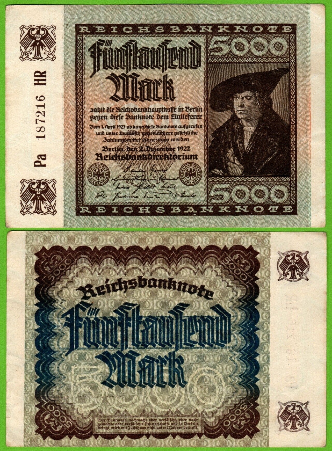 Alemania 5000 Mark 1923 R-80a.HR.1 Xf
