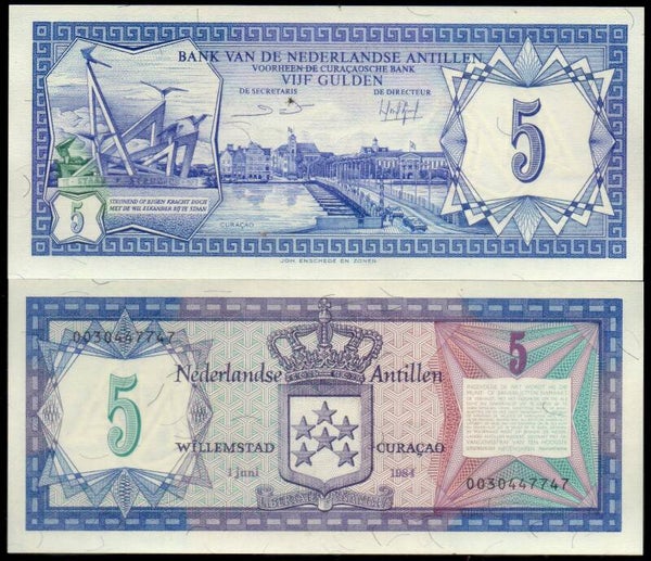 ANTILLAS HOLANDESAS 5 GULDEN 1984, P-15B UNC