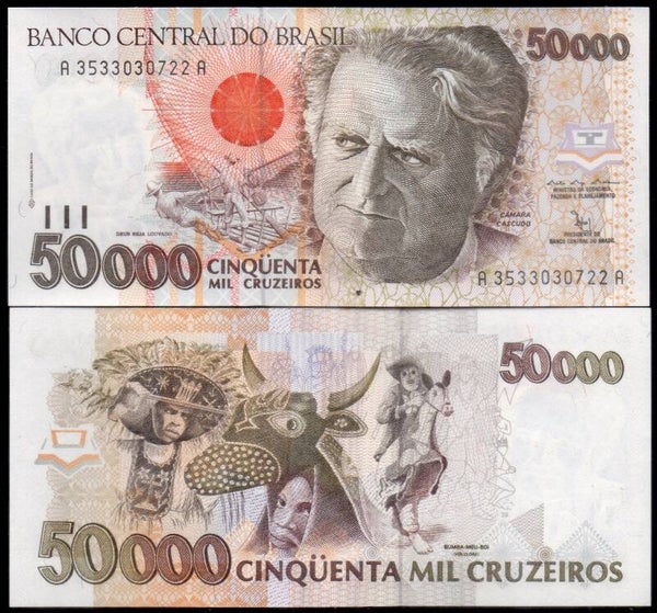 Brazil 50,000 Ceuzeiros 1992, P-234 Unc