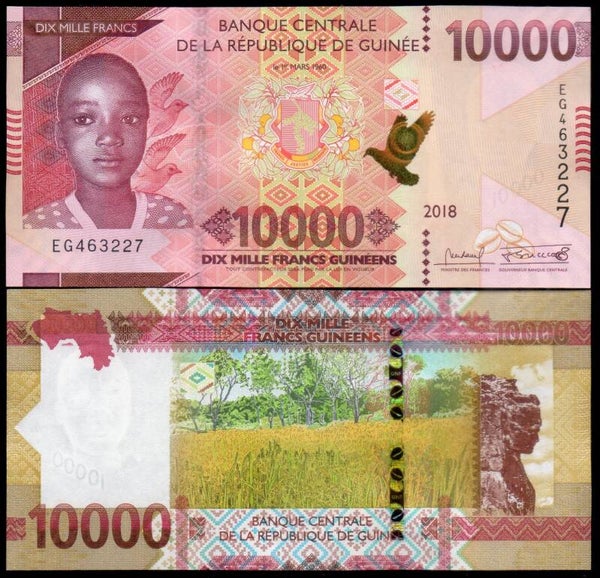 GUINEE 10,000 FRANCS 2018, P-NEW UNC