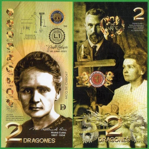 Banco la moneda Medellin  2 Dragones 2021 Bio-polimero