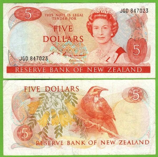 Nueva Zelanda 5 Dollars 1981, P-171b Vf
