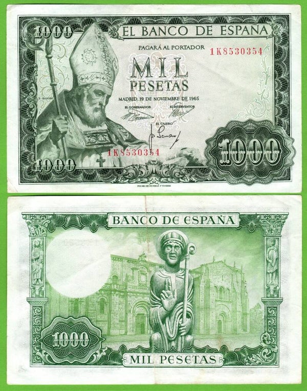 España 1000 Pesetas 1965, P-151a.1 Aunc