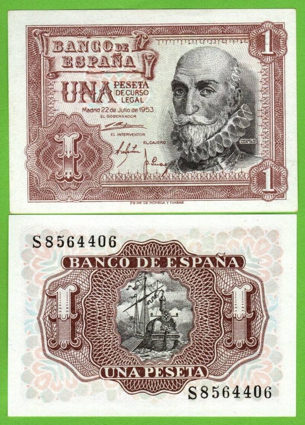 España 1 Peseta 1953, P-144a.1 Unc