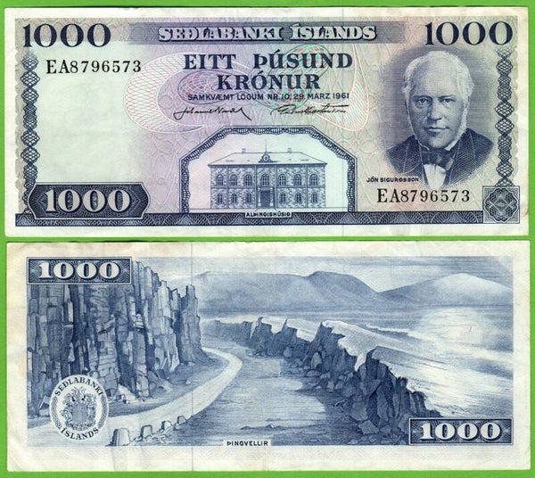 Islandia 1000 Kronur 1961, P-46a4 Aunc