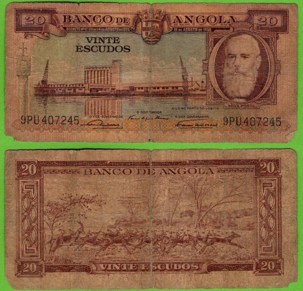 Angola 20 Escudos 1956 P-87a.2 circ