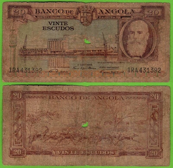 Angola 20 Escudos 1956, P-87a.2 Circ