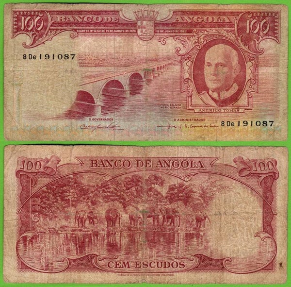 Angola 100 Escudos 1962, P-94a.1 Circ