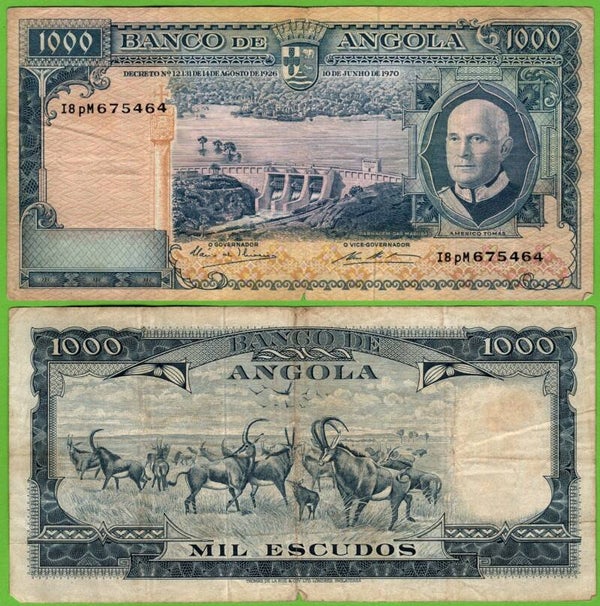 Angola 1000 Pesos 1962, P-96a.1 Circ