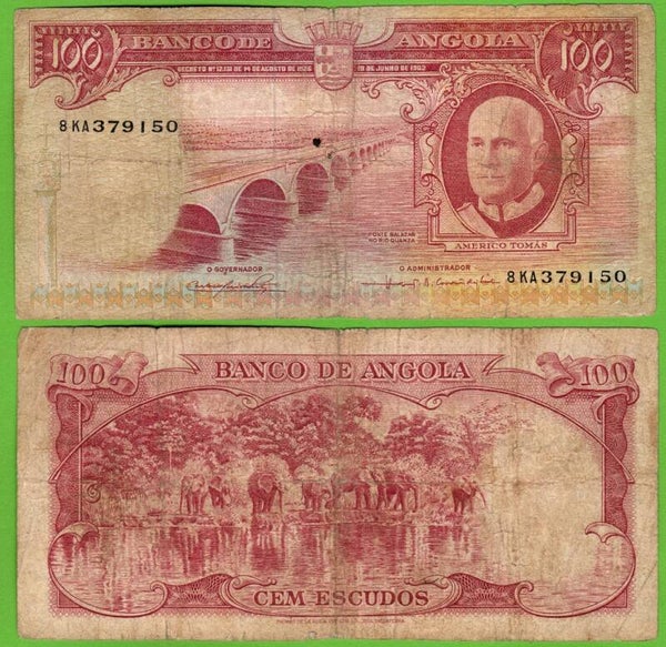Angola 100 Escudos 1962, P-94a.1 Circ