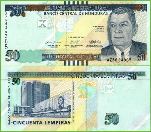 Honduras 50 Lempiras 2022, P-104c Radar 5634365 Unc