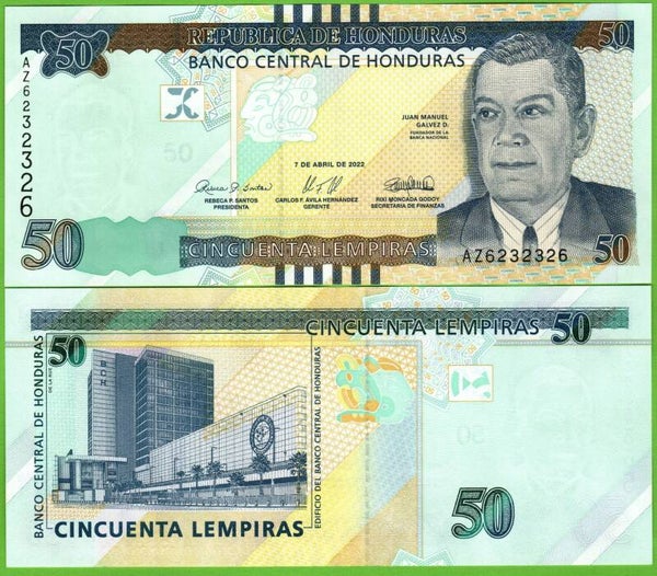 Honduras 50 Lempiras 2022, P-104c Radar 6232326 Unc