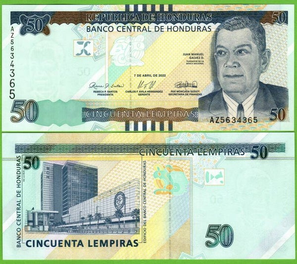 Honduras 50 Lempiras 2022, P-104c Radar  5634365 Unc