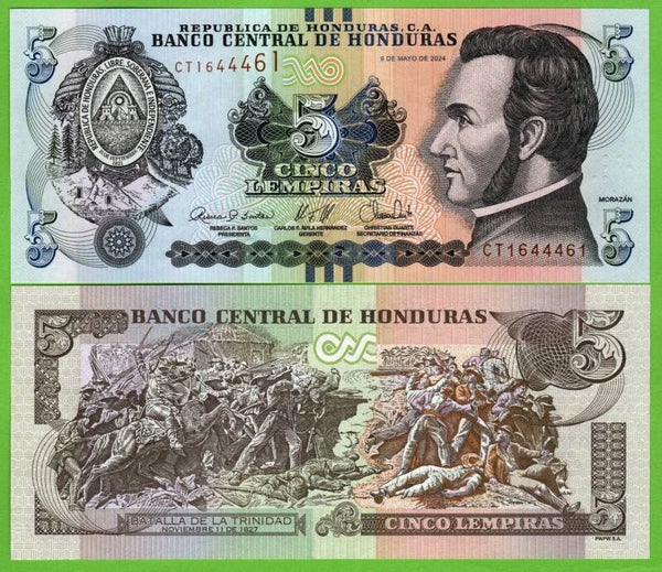 Honduras 5 Lempiras 2024, P-98f Radar 1644461 Unc