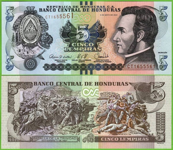 Honduras 5 Lempiras 2024, P-98f Radar 1655561 Unc