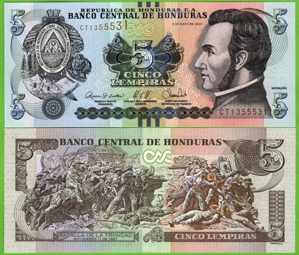 Honduras 5 Lempiras 2024, P-98f Radar 1355531  Unc