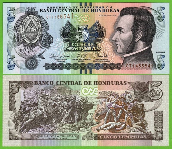 Honduras 5 Lempiras 2024, P-98f Radar 1455541  Unc